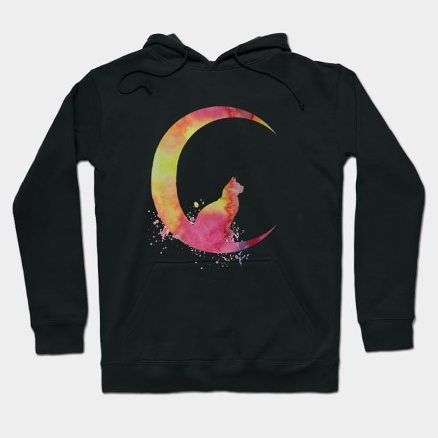 Cat on the moon Hoodie by TheJollyMarten